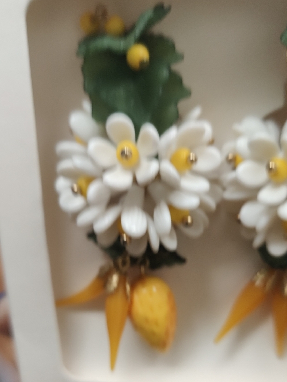 Zara White, Yellow & Green Floral Drop Earrings - Picture 4 of 7